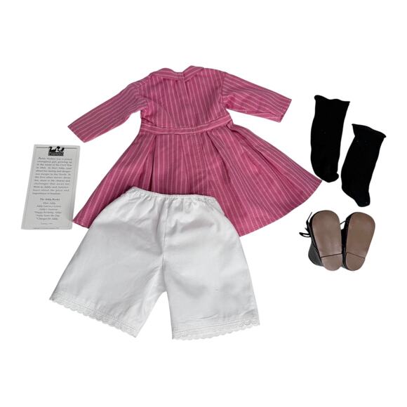 American Girl Addy Meet Outfit Doll Dress Black Socks Shoes Bloomers 1st Edition - Picture 3 of 12